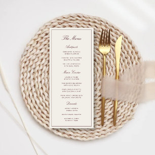 Elegant Formal Ivory & Burgundy Wedding Menu