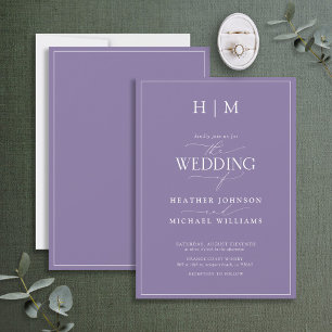 Elegant Formal Lilac Lavender Calligraphy Wedding Invitation