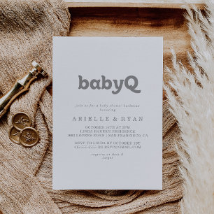Elegant Formal Minimal BabyQ Baby Shower Barbecue Invitation