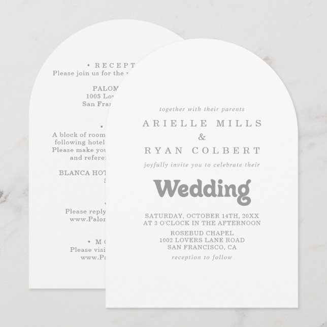 Elegant Formal Minimal Front & Back Wedding  Invitation (Front/Back)
