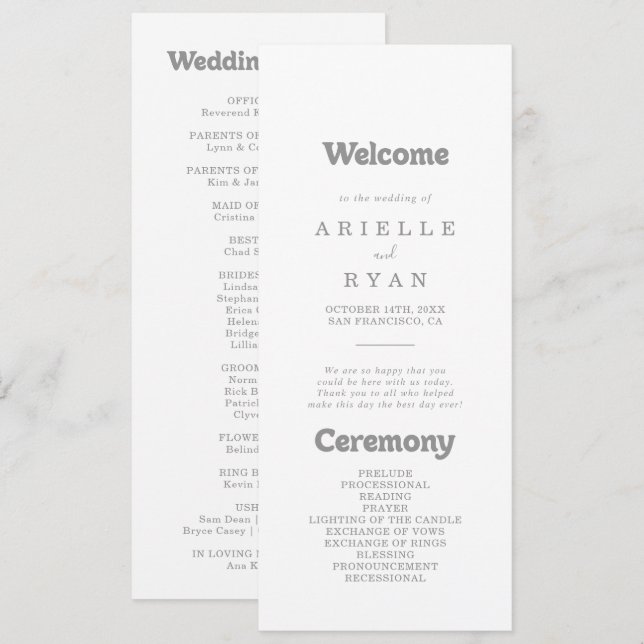 Elegant Formal Minimal Wedding Program (Front/Back)