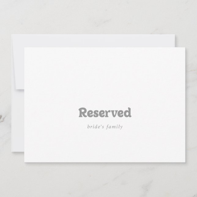 Elegant Formal Minimal Wedding Reserved Sign (Front)