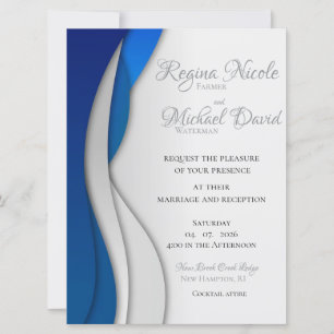 Elegant, Formal & Modern Blue Wedding Invitation