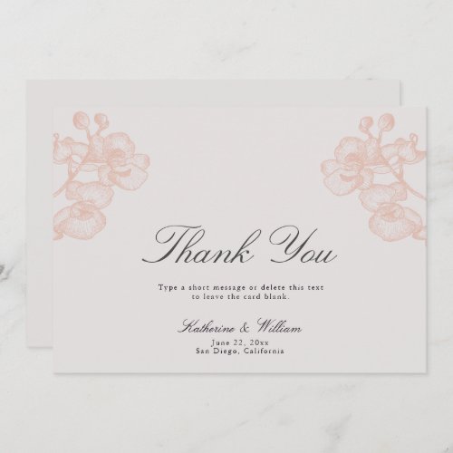 Elegant Formal Modern Classic Orchid Ink Wedding Thank You Card