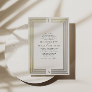 Elegant Formal Monogram Wedding Gold Foil Invitat Foil Invitation