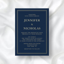 Elegant Formal Navy Blue Wedding Foil