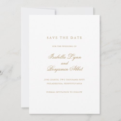 Elegant Formal Non Photo Wedding Gold Save The Date