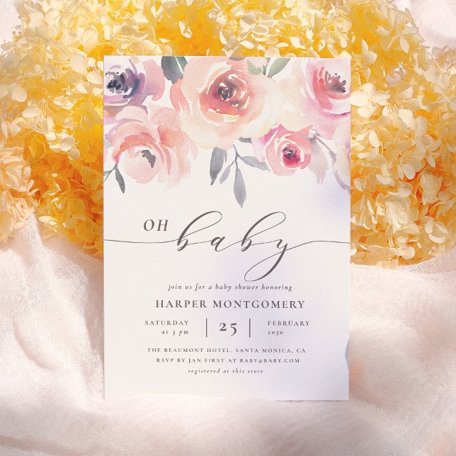 Elegant Formal Oh Baby Script Baby Shower Invitation (Creator Uploaded)