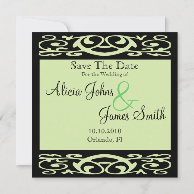 Elegant Formal Pastel Green Save the Date Card (Front)