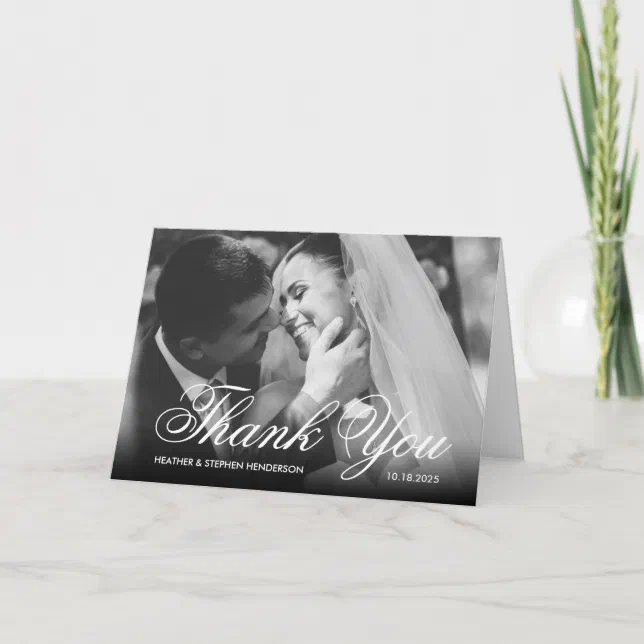 Elegant Formal Photographs Wedding Thank You Card | Zazzle