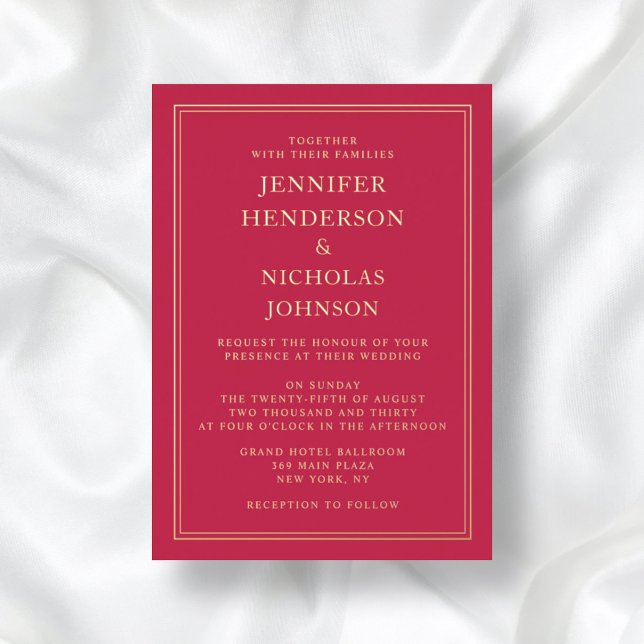 Elegant Formal Pink Wedding Gold Foil Invitation (Front / Elegant Formal Pink Wedding Gold Foil Invitation)