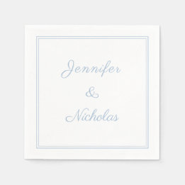Elegant Formal Powder Blue Script Wedding Napkins
