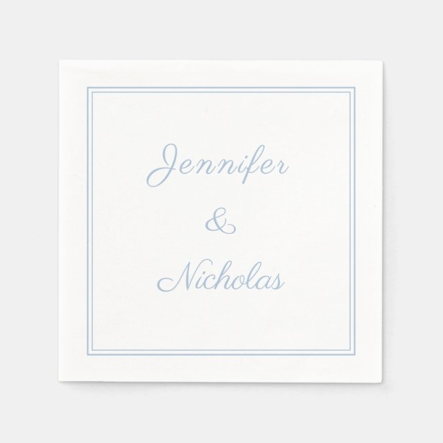Elegant Formal Powder Blue Script Wedding Napkins (Front)