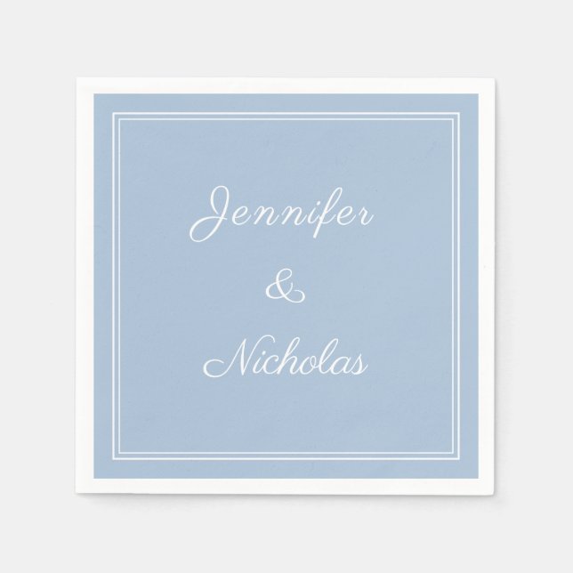 Elegant Formal Powder Blue Script Wedding Napkins (Front)