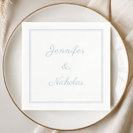 Elegant Formal Powder Blue Script Wedding Napkins