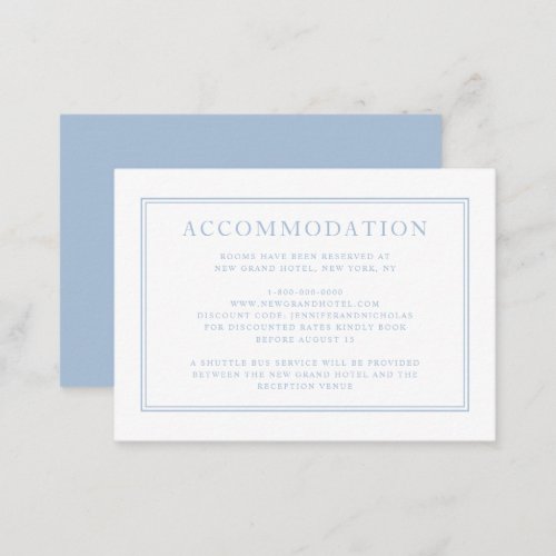 Elegant Formal Powder Blue Wedding Accommodation Enclosure Card