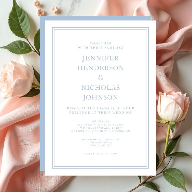Elegant Formal Powder Blue Wedding Invitation (Elegant Formal Blue Wedding Invitation)