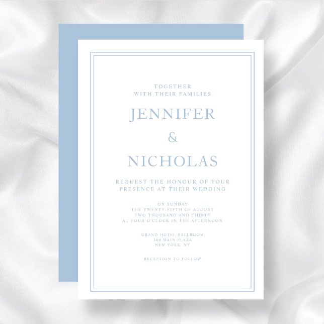 Elegant Formal Powder Blue Wedding Invitation (Elegant Formal Blue Wedding Invitation)