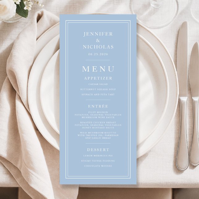 Elegant Formal Powder Blue Wedding Menu (Elegant Formal Powder Blue Wedding Menu)
