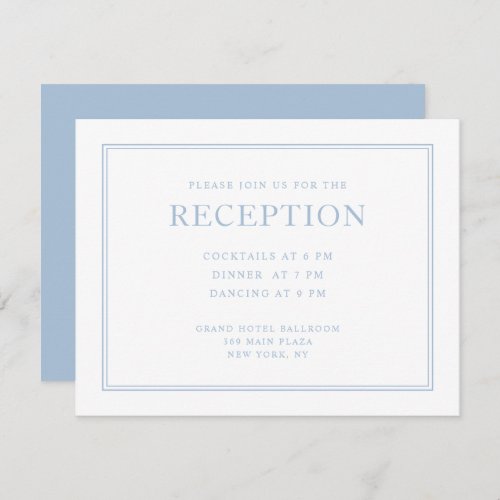 Elegant Formal Powder Blue Wedding Reception Enclosure Card