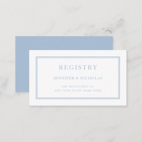 Elegant Formal Powder Blue Wedding Registry Enclosure Card