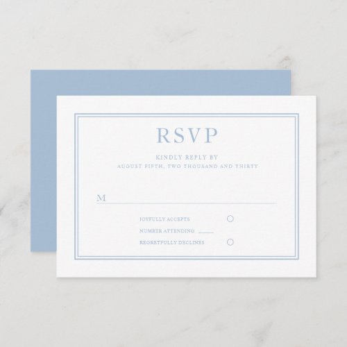 Elegant Formal Powder Blue Wedding  RSVP Card