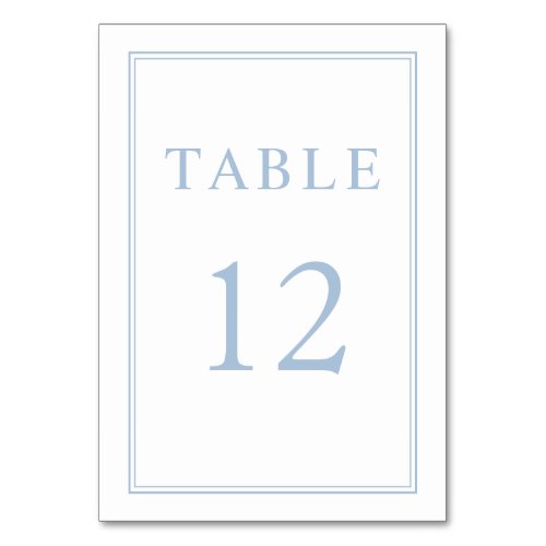 Elegant Formal Powder Blue Wedding Table Number