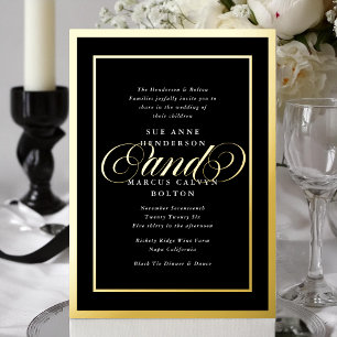 Elegant Formal Premium Gold Frame Wedding Foil Invitation