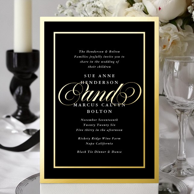 Elegant Formal Premium Gold Frame Wedding Foil Invitation (Creator Uploaded)
