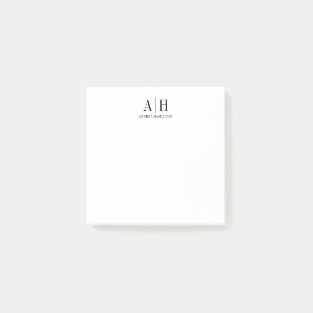 Elegant Formal Professional Two Monogram Post-it Notes (Front)