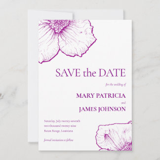 Elegant Formal Purple Floral Clematis Drawing 🌸 Save The Date