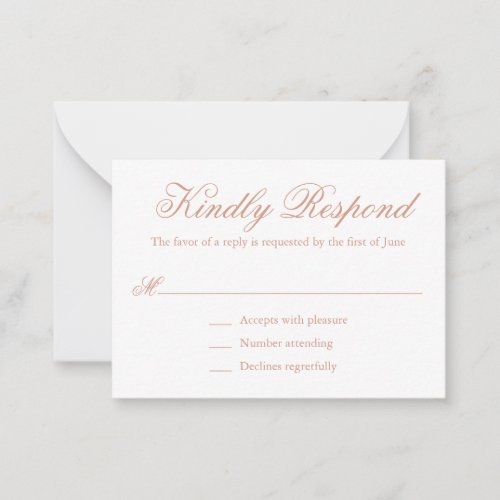 Elegant Formal Rose Gold Wedding Mini RSVP Card