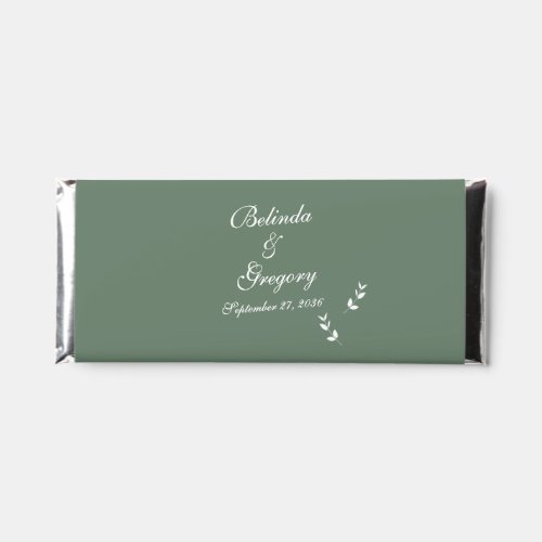 Elegant Formal Sage Olive Green Script Wedding Hershey Bar Favors