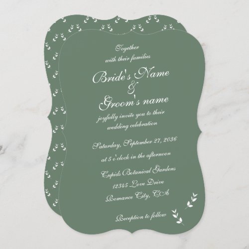 Elegant Formal Sage Olive Green Script Wedding Invitation