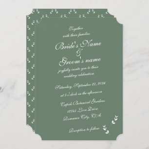Elegant Formal Sage Olive Green Script Wedding Invitation
