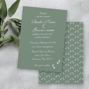 Elegant Formal Sage Olive Green Script Wedding Invitation