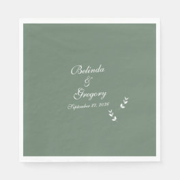 Elegant Formal Sage Olive Green Script Wedding Napkins