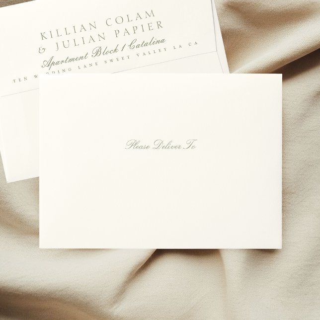 Elegant Formal Script Sage Green Cream The Wedding Envelope (Creator Uploaded)