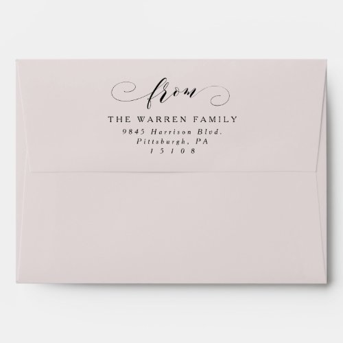 Elegant formal script wedding blush pink envelope