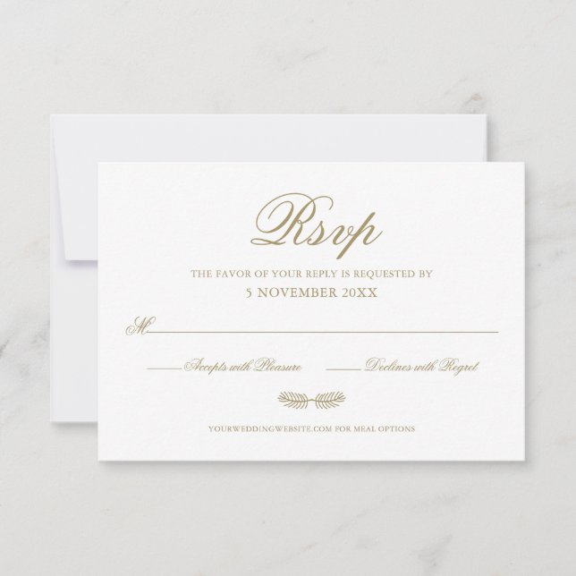 Elegant Formal Script Wedding RSVP Card (Front)