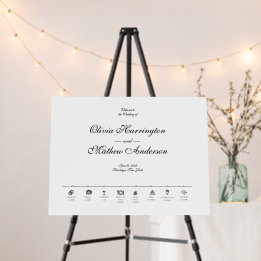 Elegant Formal Script Wedding Timeline Welcome Foam Board