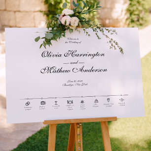 Elegant Formal Script Wedding Timeline Welcome Poster