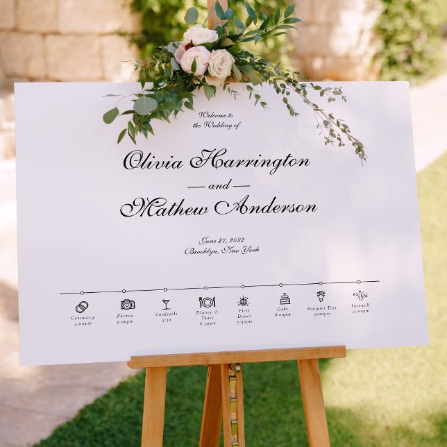 Elegant Formal Script Wedding Timeline Welcome Poster (Creator Uploaded)