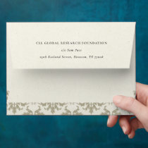 Elegant Formal Silver Ivory Damask Address Envelope