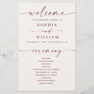 Elegant Formal Soft Ivory Wedding Ceremony Program