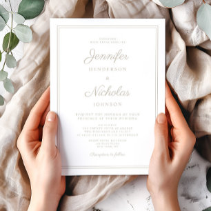 Elegant Formal Taupe Script Wedding  Invitation