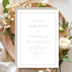 Elegant Formal Taupe Wedding Invitation