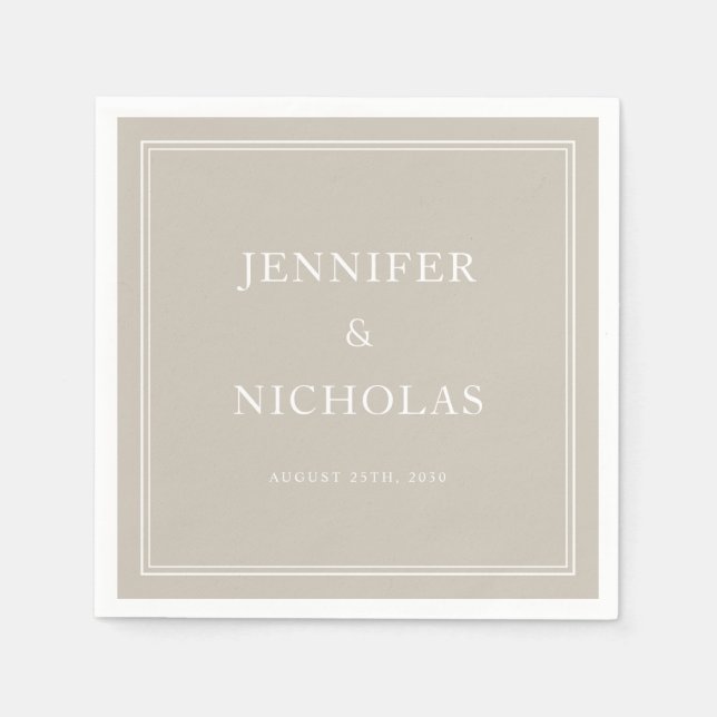 Elegant Formal Taupe Wedding Napkins (Front)