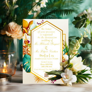 Elegant Formal Tropical Destination Wedding Foil I Invitation