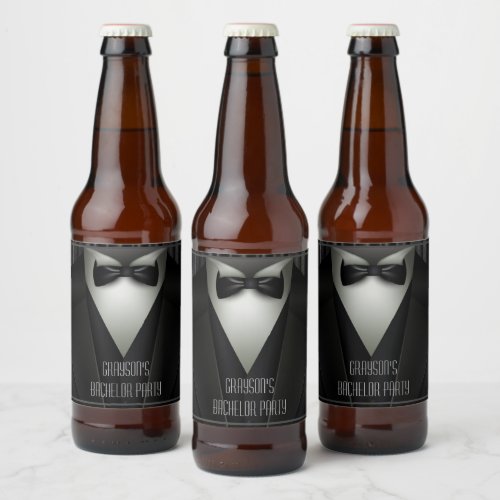 Elegant Formal Tuxedo Bachelor Party Beer Bottle Label